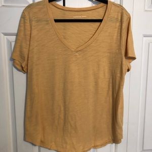 American Eagle Yellow V-Neck Tee Shirt